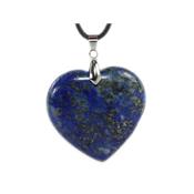 Pendentif Coeur en Lapis Lazuli 4 cm (Bélière Argentée)