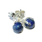 Clous d'Oreilles en Argent 925 Perle Ronde de 6mm en Lapis Lazuli