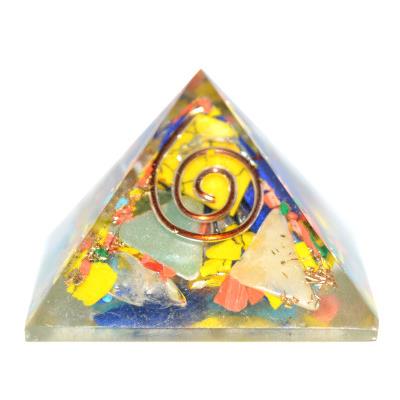 Orgonite Pyramide de 3 cm Pierre Multicolore et Spirale de Cuivre