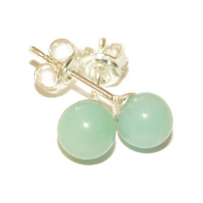 Amazonite Puces d'Oreilles Rondes 6 mm et Argent 925