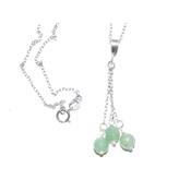 Aventurine Verte Pendentif 3 Pierres Boules Facettées et sa Chaînette en Argent 925