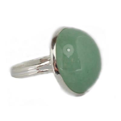 Bague Cabochon Pierre Ronde en Aventurine Verte 18 mm