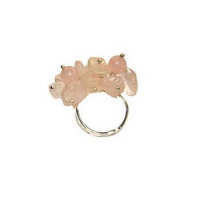 Quartz rose Bague en Pierre Baroque