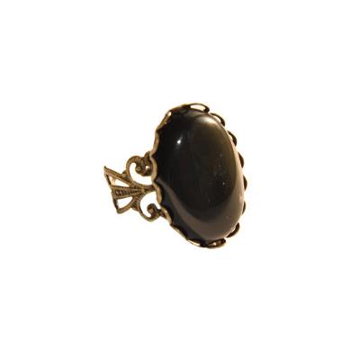 Bague Style Baroque en Obsidienne Oeil Céleste Cabochon Ovale 25x18 mm