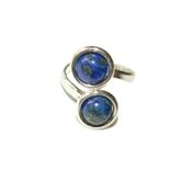 Bague en Argent Double Cabochons Ronds de 8mm en Pierre de Lapis Lazuli