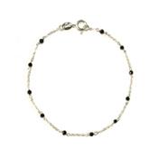 Bracelet en Argent Pierres Facettées en Agate Noire 2mm
