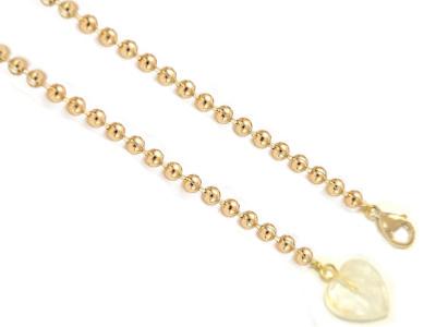 Chaîne à Billes Pour Pendule en Acier inoxydable Dorée et Perle Coeur en Cristal de Roche