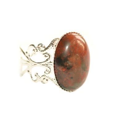 Bague Style Baroque en Jaspe Breschia Cabochon Ovale 18x13 mm