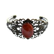 Bracelet en Jaspe Rouge Cabochon Pierre Ovale 25x18 mm