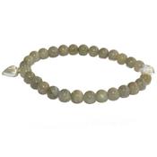 Bracelet en Pierre boule de Labradorite 6mm et Coeur en Argent 925