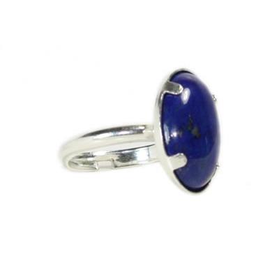 Bague Cabochon Ovale en Lapis Lazuli 18x13 mm et Argent 925