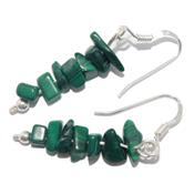 Boucles d'Oreilles en Malachite et Argent 925 Style Baroque