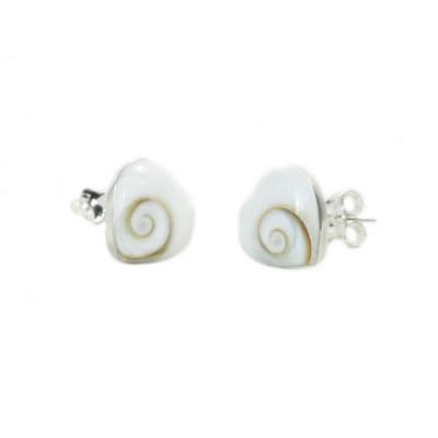 Puces d'Oreilles Oeil de Sainte Lucie Forme Coeur et Argent 925