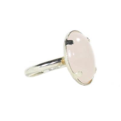 Bague Cabochon Ovale en Quartz rose 25X18 mm sur Argent 925