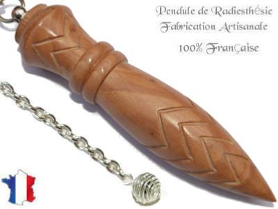 Pendule Egyptien Thot Plombé en Bois de Callistemon(Rince Bouteille) Gravé Modèle Unique N°THOCALL-1