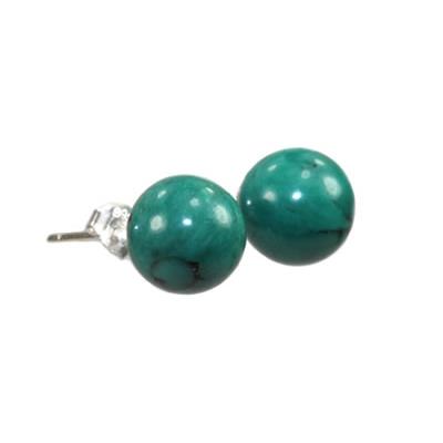 Turquoise Puces d'Oreilles Rondes 8 mm et Argent 925