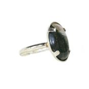 Bague Cabochon Ovale en Agate Mousse 25x18 mm sur Argent 925