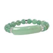 Bracelet Gourmette en Aventurine Verte Pierres Boules de 8 mm et Coeur 12 mm