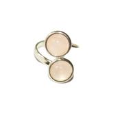 Bague en Argent Double Cabochons Ronds de 8mm en Pierre de Quartz Rose