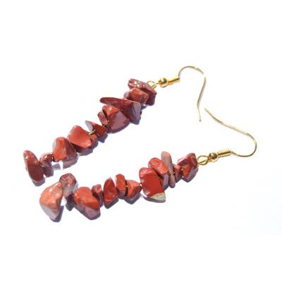 Boucles d'Oreilles en Jaspe rouge Style Baroque