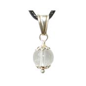 Pendentif Pierre Boule de 8mm en Cristal de Roche Montage et Blire en Argent 925