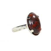 Bague Cabochon Ovale en Jaspe Breschia 18x13 mm et Argent 925