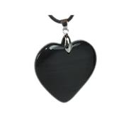 Pendentif Coeur en Obsidienne Oeil Céleste 4 cm (Bélière Argentée)