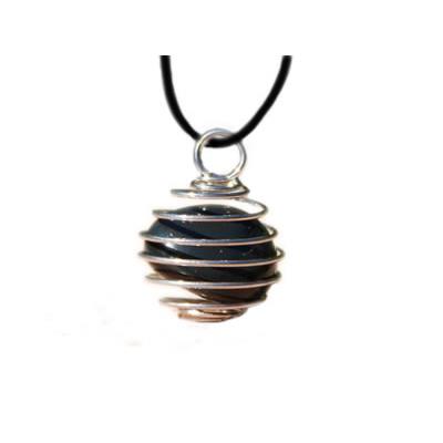 Obsidienne Oeil Céleste Pendentif Cage Pierre Roulée