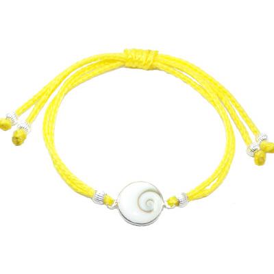 Bracelet Oeil de sainte Lucie Rond et Argent 925 Cordon Jaune