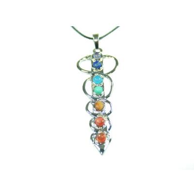 7 Chakras Pendentif Montage Argenté