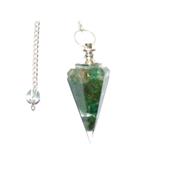 Orgonite Pendule Cône Facetté et Cristaux d'Aventurine verte