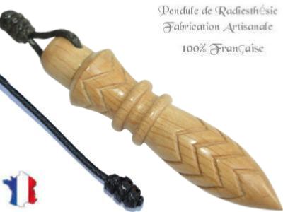 Pendule de Thot Plombé en Bois de Noisetier (Coudrier) Gravé Pièce Unique N°THONOIPL-5