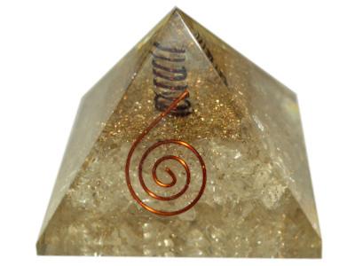 Orgonite Pyramide de 7 cm Pierre de Cristal de Roche et Spirale de Cuivre