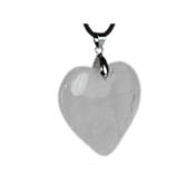 Pendentif Coeur en Quartz Rose 4 cm (Bélière Argentée)