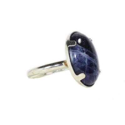 Bague Cabochon Ovale en Sodalite 18x13 mm et Argent 925