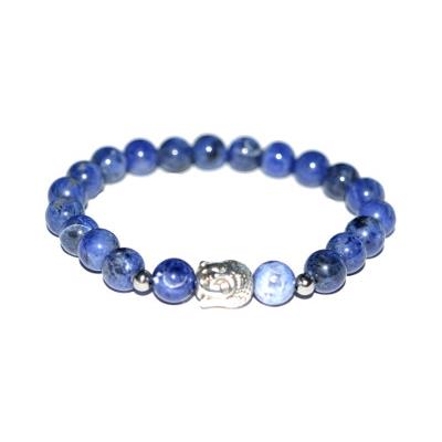 Bracelet en Pierres Boules de Sodalite 8 mm et Bouddha