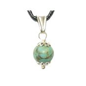 Pendentif Pierre Boule de 8mm en Turquoise Montage et Blire en Argent 925