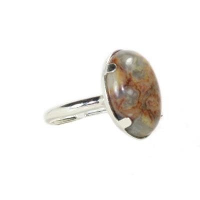 Bague Cabochon Ovale en Agate Crazy Lace 25X18 mm et Argent 925