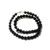 Collier en Pierres Boules d'Agate Noire 8 mm