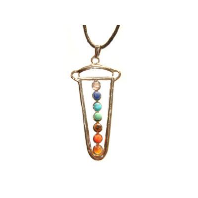 7 Chakras Pendentif Pointe Montage Argenté