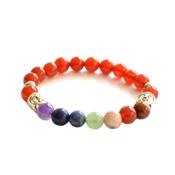 Bracelet 7 Chakras Pierres Boules de Cornaline 8 mm et Bouddha