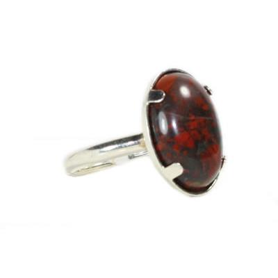 Bague Cabochon Ovale en Jaspe Breschia 18x13 mm et Argent 925