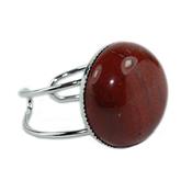 Bague Cabochon Rond en Jaspe Rouge Harmony