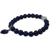 Bracelet en Pierres Boules 8 mm de Lapis Lazuli et Coeur 12 mm