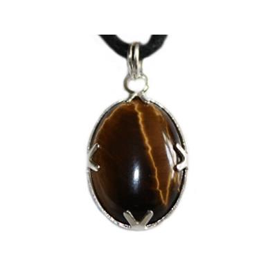 Oeil de Tigre Pendentif Cabochon Pierre Ovale 18X13 mm et argent 925