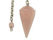Pendule Cône facetté en Quartz Rose
