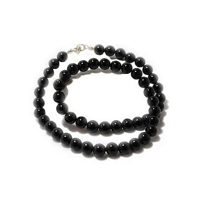 Collier en Pierres Boules d'Agate Noire 6 mm