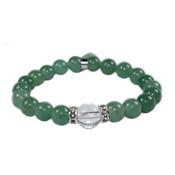 Bracelet en Pierres Boules 8 mm d'Aventurine Verte et Coeur 12 mm