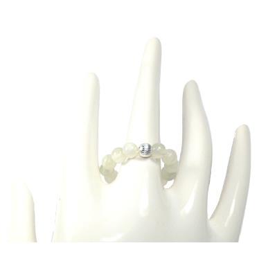 Bague en Pierres Boules de Jade de Chine (4 mm) Perles Argent 925