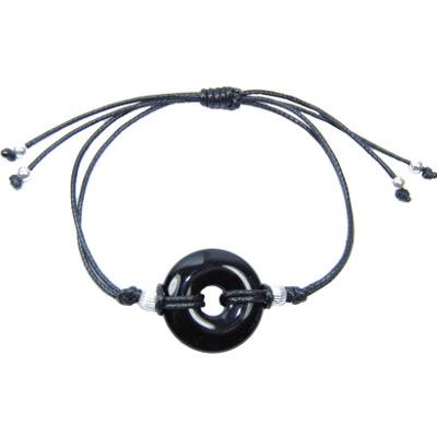 Bracelet Pi Chinois d'Agate Noire ou Onyx (2 cm)